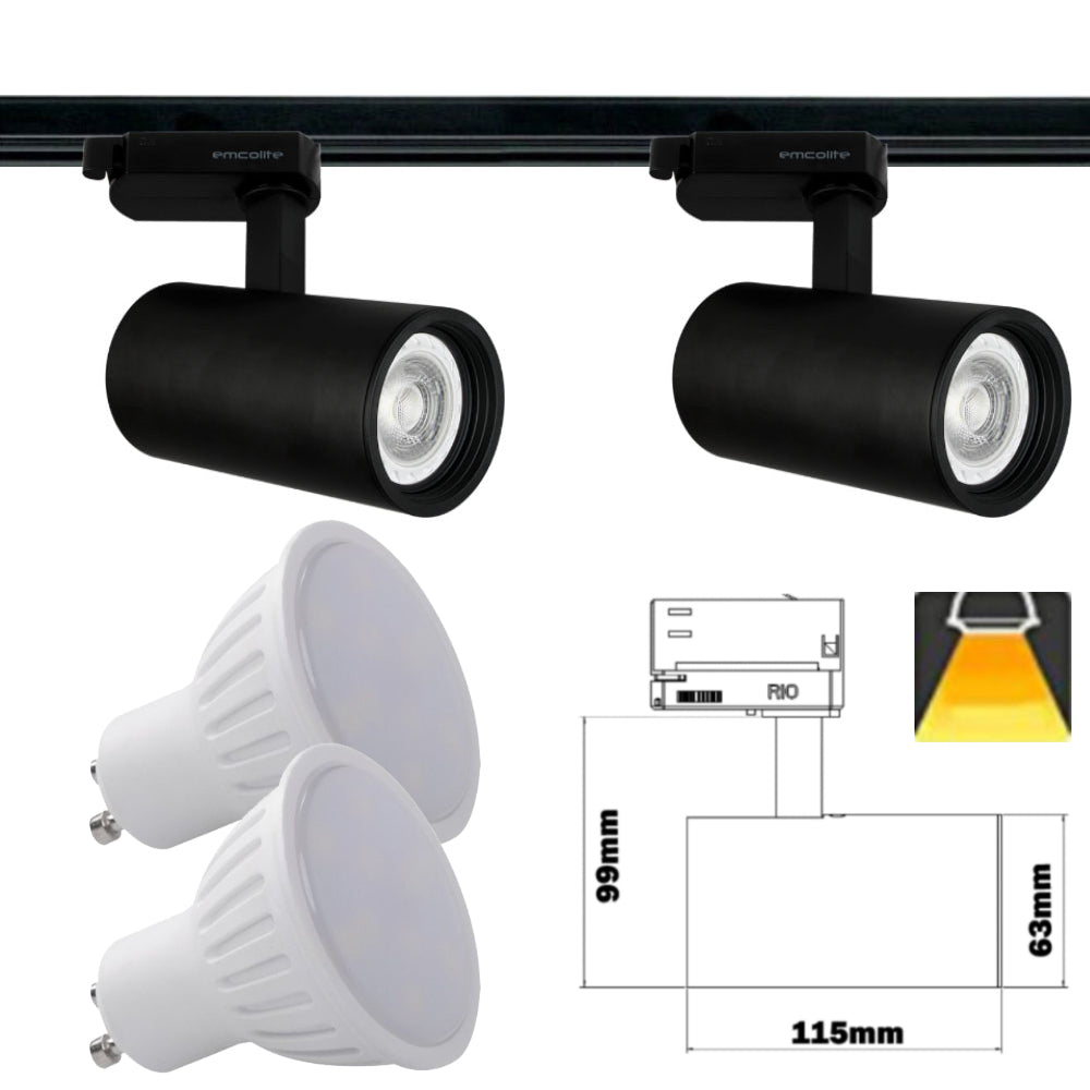 1M - 5M Meter GU10 5W LED Adjustable Tilt Single Circuit Mains 240V Track Light