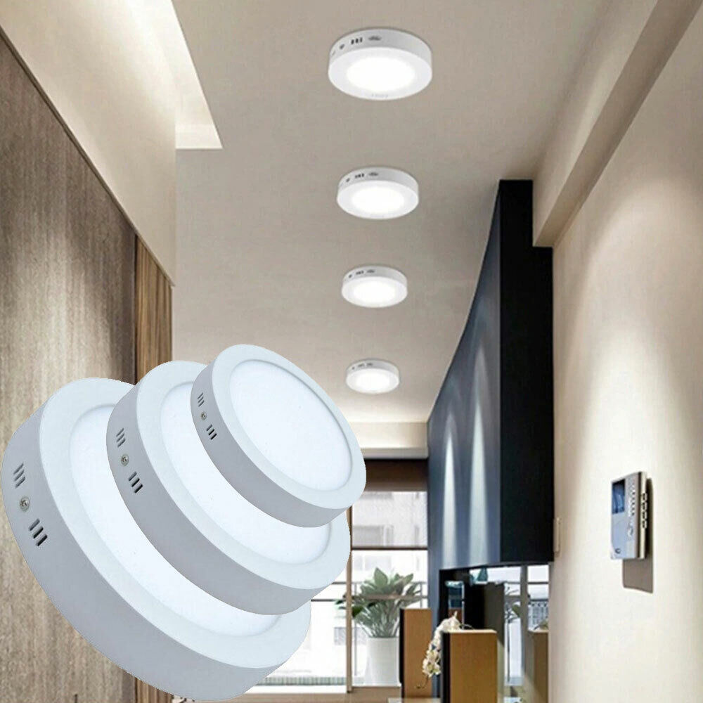 LED Ceiling Surface Round Panel Down Light Bathroom Kitchen Living Room Bright