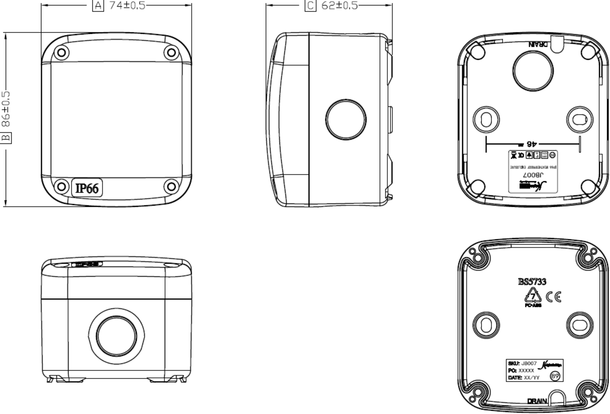 Knightsbridge IP66 Waterproof Outdoor Weatherproof Garden Enclosure Junction Box