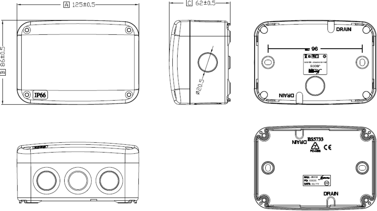 Knightsbridge IP66 Waterproof Outdoor Weatherproof Garden Enclosure Junction Box