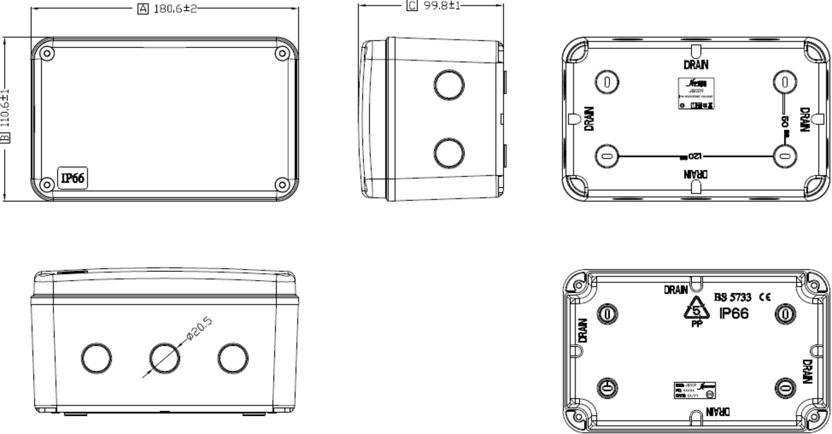Knightsbridge IP66 Waterproof Outdoor Weatherproof Garden Enclosure Junction Box