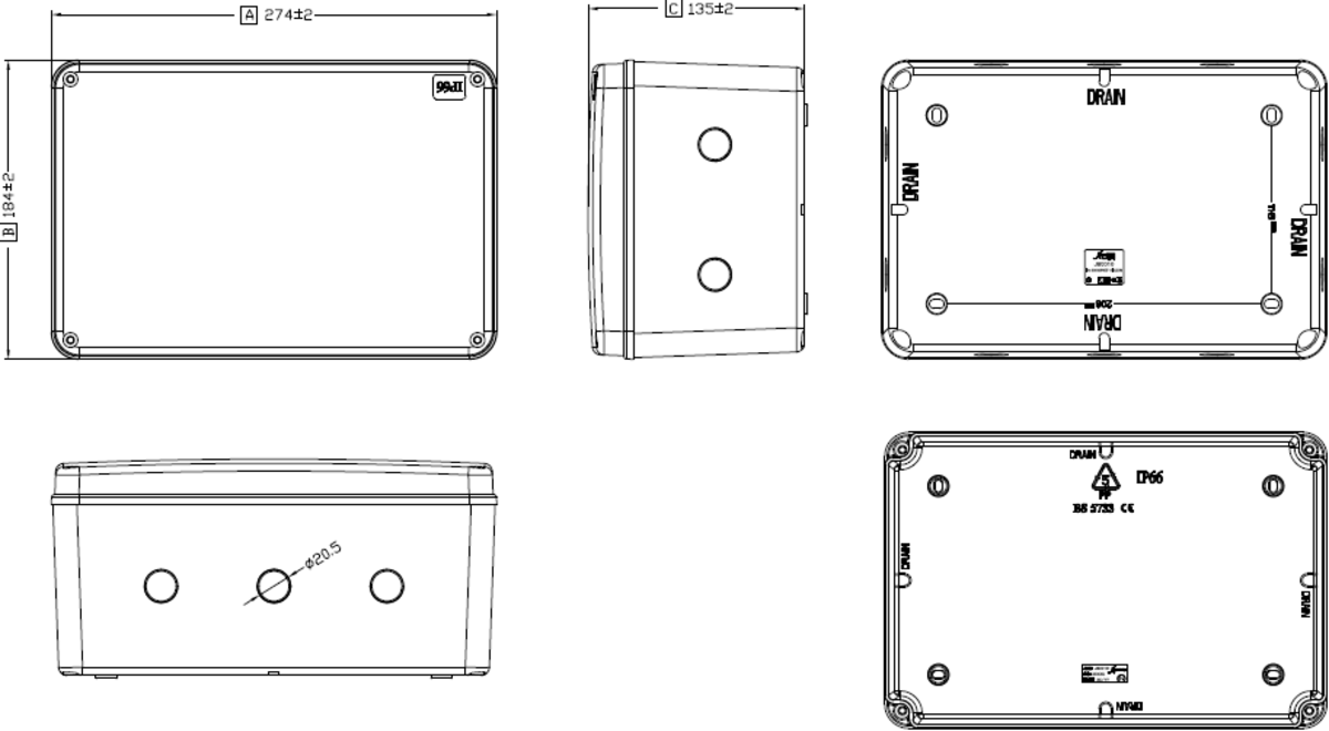 Knightsbridge IP66 Waterproof Outdoor Weatherproof Garden Enclosure Junction Box