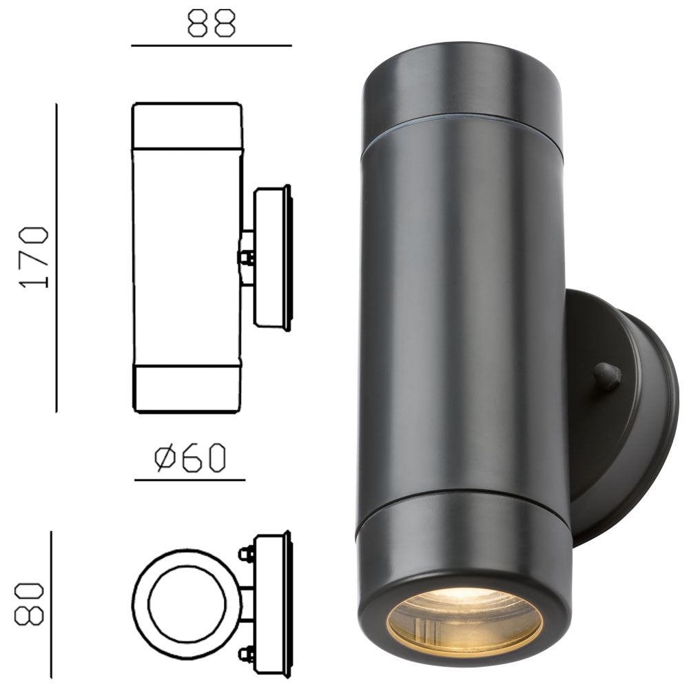 Knightsbridge EAMON 230V IP54 GU10 Polycarbonate Up Down Outdoor Wall Light