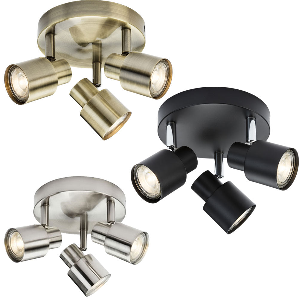 Knightsbridge 230V GU10 Triple Spotlight GU10 LED Ceiling Light Fitting