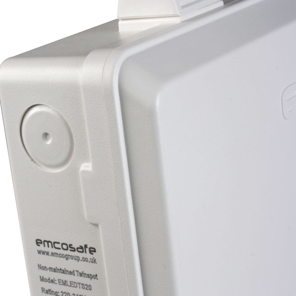 EMCO LED 3W Twinspot Emergency 3 HRs Non-Maintained Bulkhead 6000K Floodlight