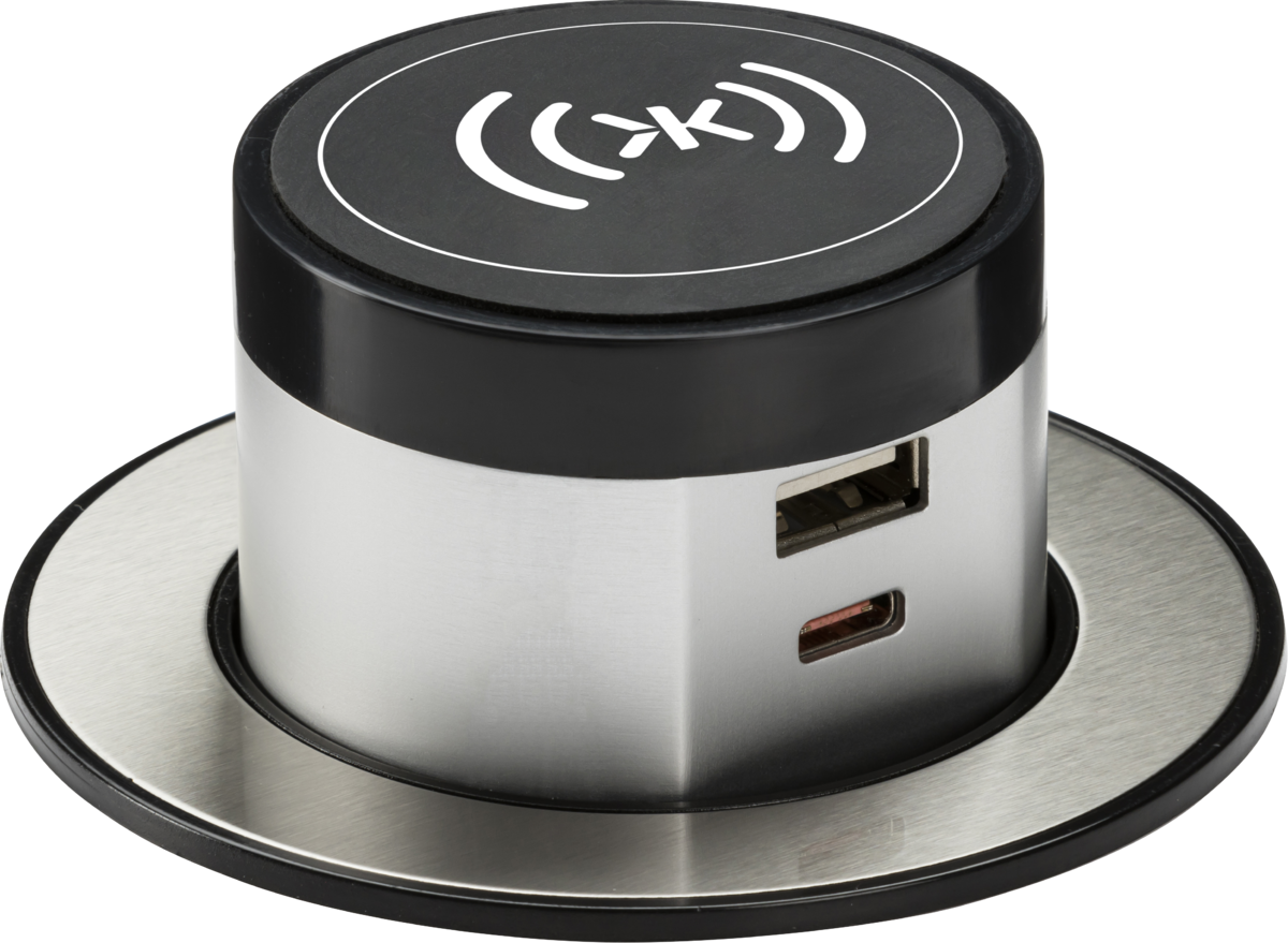 Knightsbridge Wireless Desktop Charger with Pop-Up Dual USB A+C FAST CHARGER