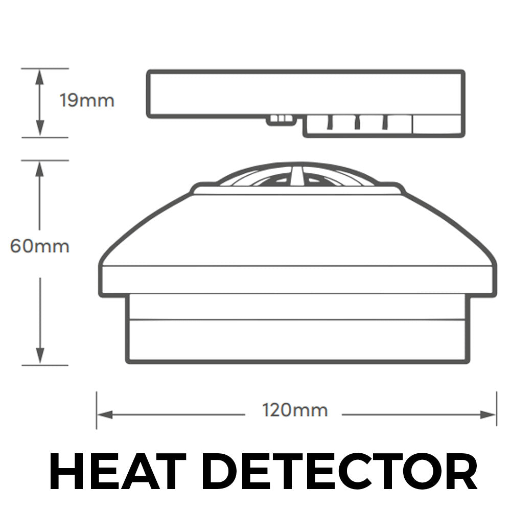 Hispec Interconnectable Fast Fix Mains Smoke, Heat, CO Detector Alarm 10yr Rechargeable Battery