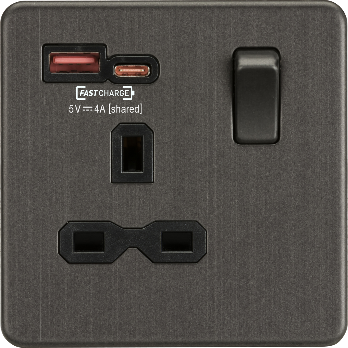 Knightsbridge 13A 1G Switched Socket with Dual USB FAST CHARGE A+C