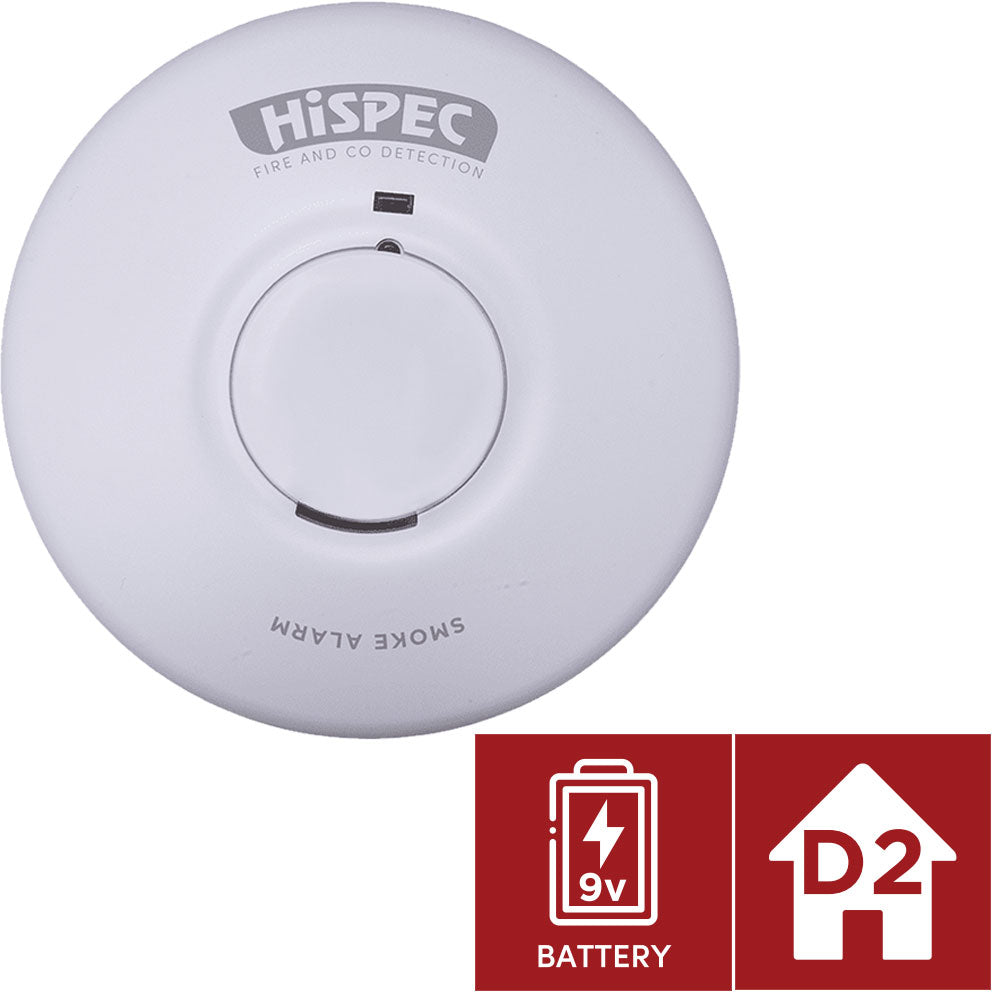Hispec Interconnectable Mains Smoke, Heat Detector Alarm 240V 9v Battery Backup