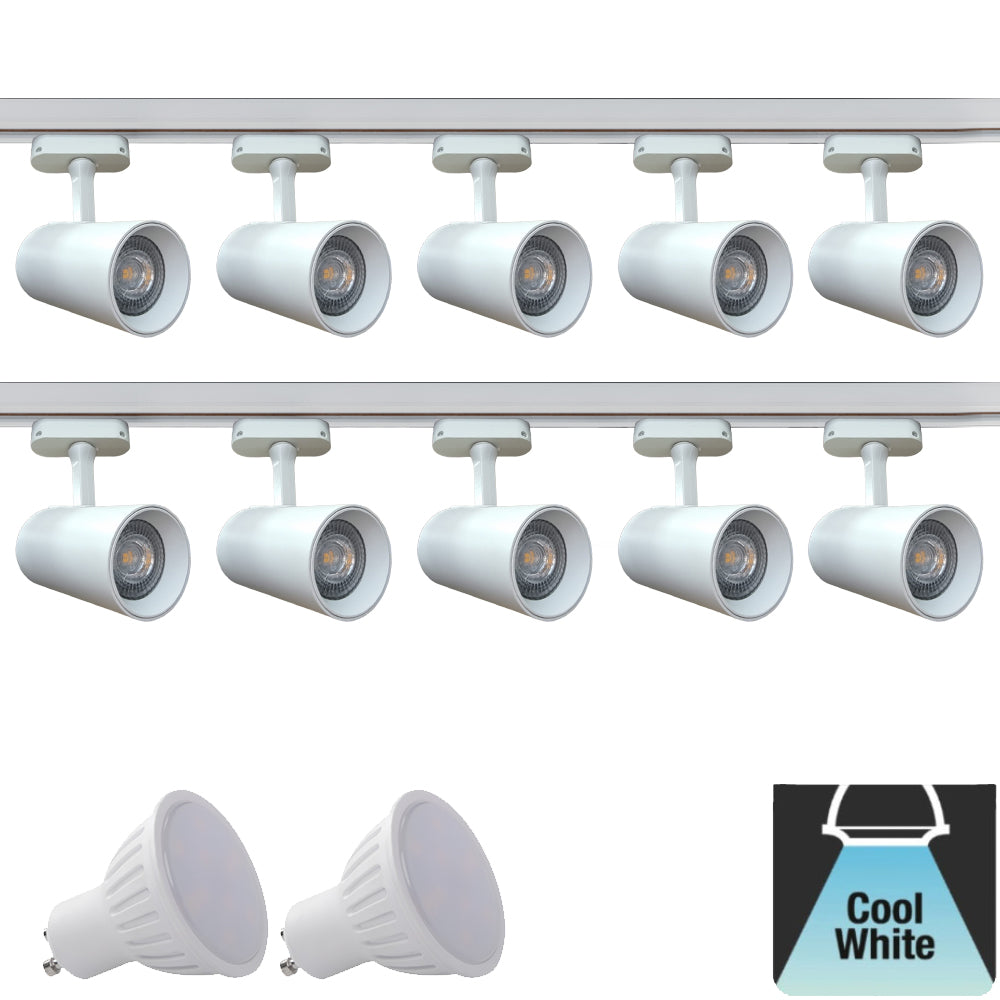 GU10 Single Circuit Track Light Tilt Angle Rail Lighting Kitchen Shop Display