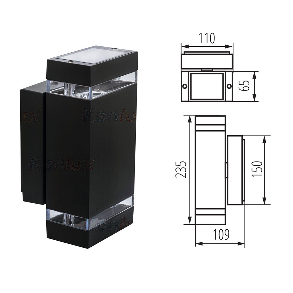 Kanlux ZEW IP44 Modern Up Down GU10 LED Garden Patio Door Wall Washer Light