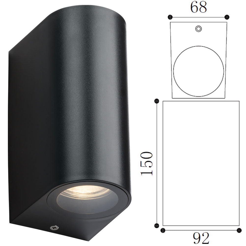 Knightsbridge ALANA 230V IP65 GU10 Polycarbonate Up Down Outdoor Wall Light