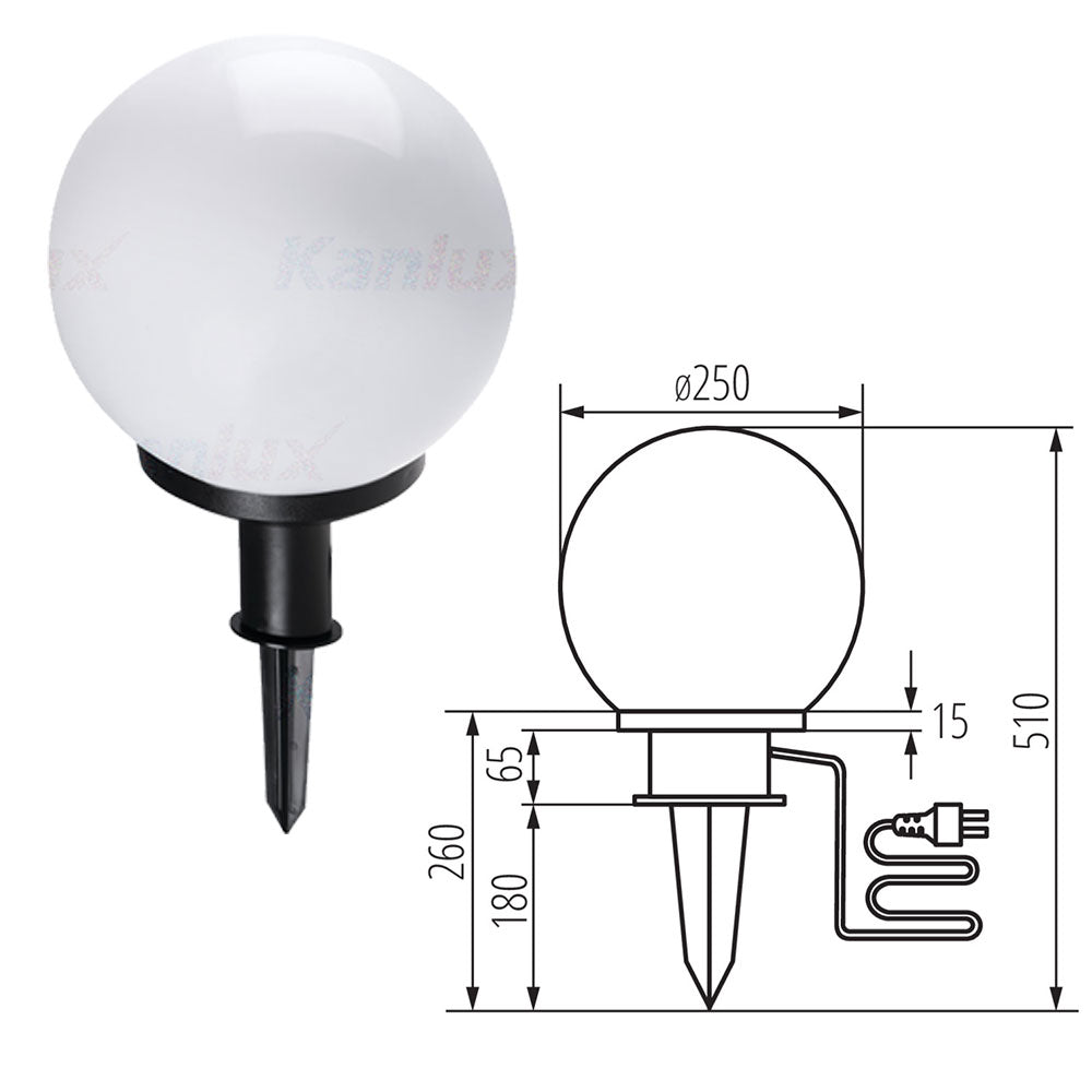 Kanlux IDAVA IP44 Outdoor Garden Ground Spike Round Light Fitting E27 Base Lamp Mains 240V