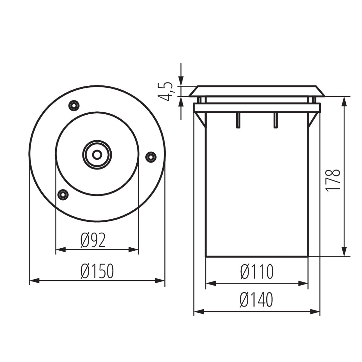 Kanlux XARD DL-40 E27 IP67 IK10 Walkover Drive Over Ground Light Fitting