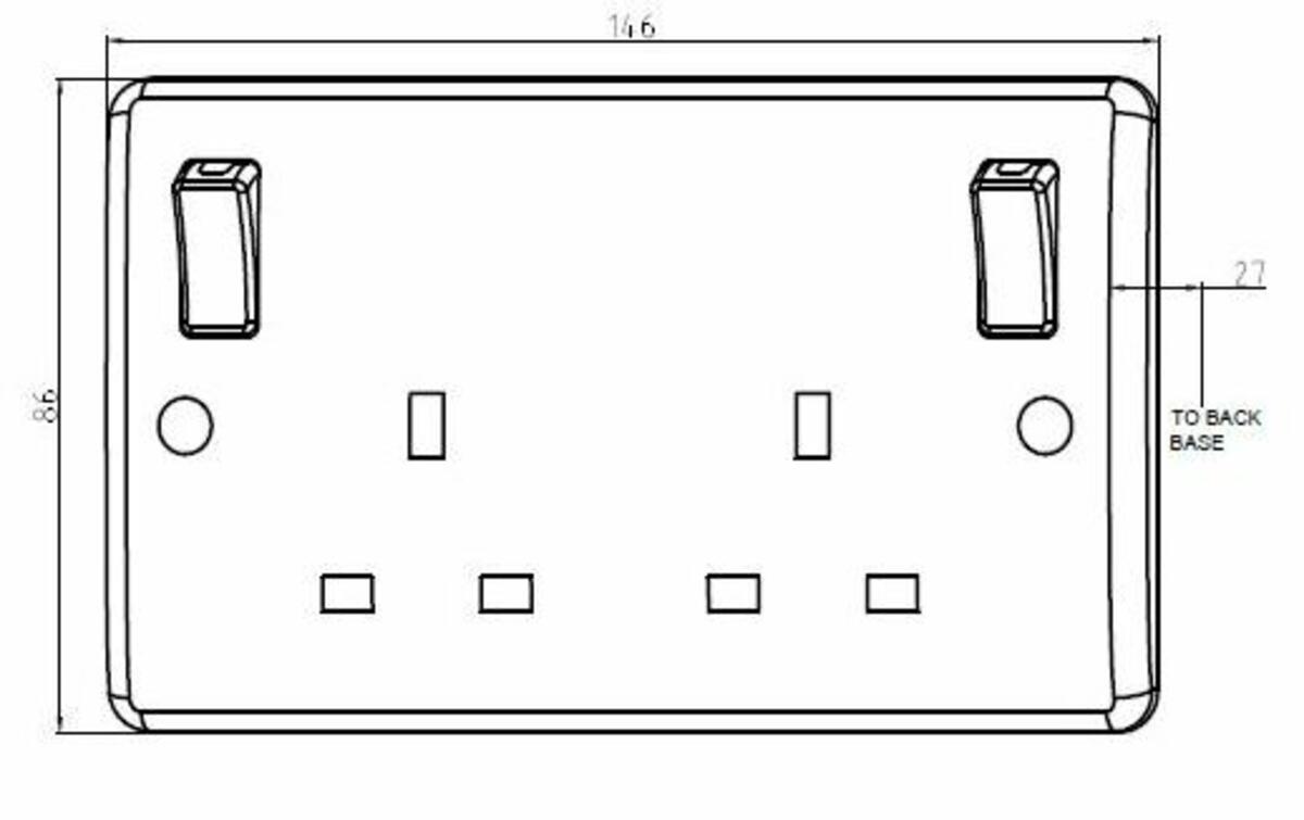 Knightsbridge 13A 2G DP Switched Socket Outboard Rockers USB Charger