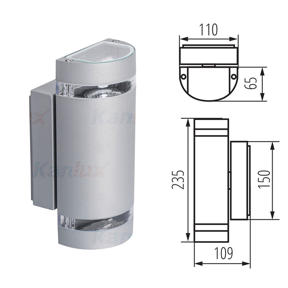 Kanlux ZEW IP44 Modern Up Down GU10 LED Garden Patio Door Wall Washer Light