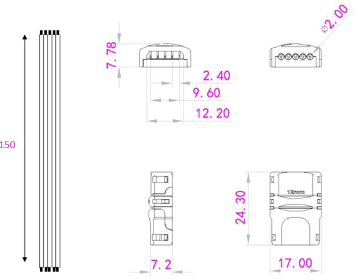 Knightsbridge 12V / 24V LED Flex Strip to Strip 150mm Connector - RGBW