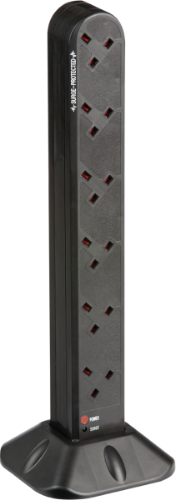 Knightsbridge 12G 2M Surge Protected Tower Socket 12 Gang