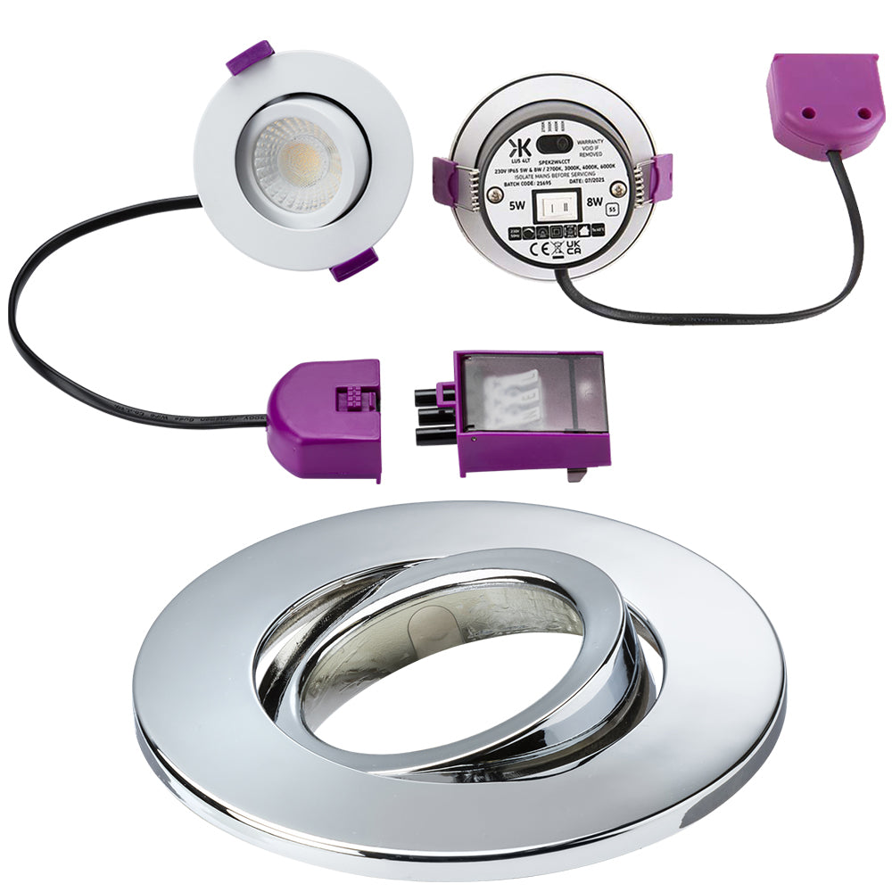 Knightsbridge SpektroLED 230V LED CCT Adjustable Tilt Angle Spotlight Downlight