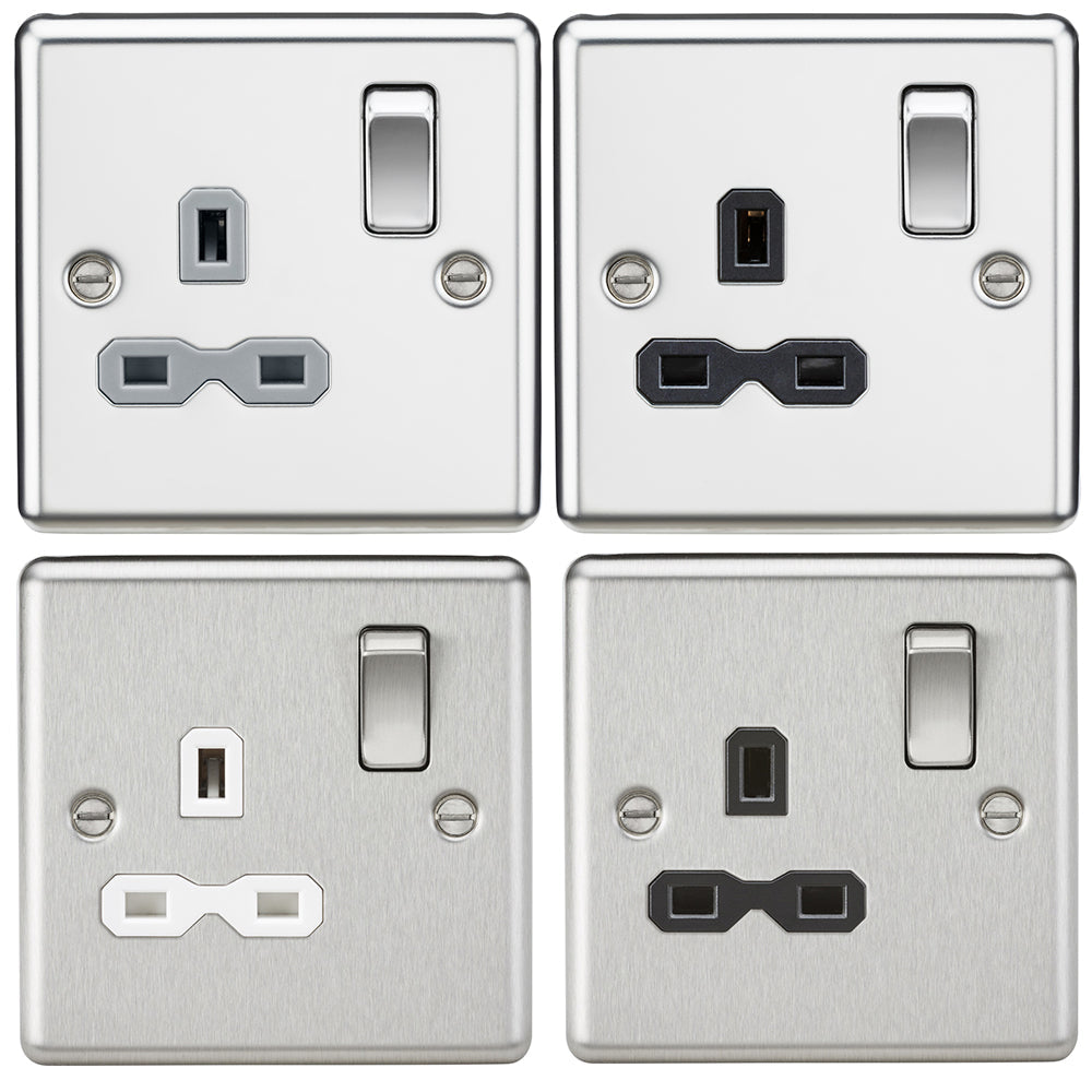 Knightsbridge 13A 1G DP Switched Socket with Insert - Rounded Edge