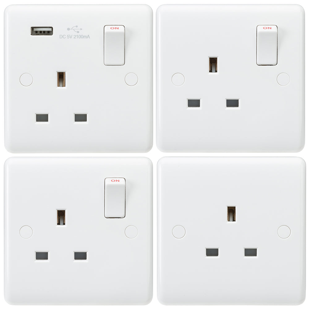 Knightsbridge Curved Edge 13A 1G Wall Socket