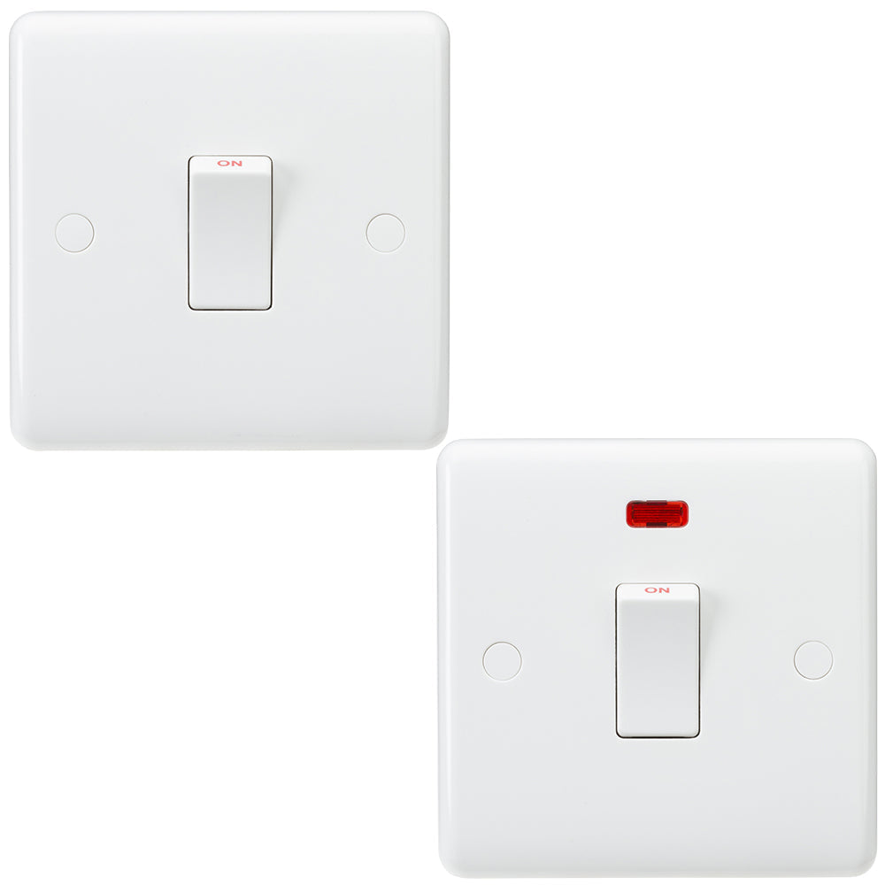 Knightsbridge Curved Edge 20A DP 1G Double Pole Switch