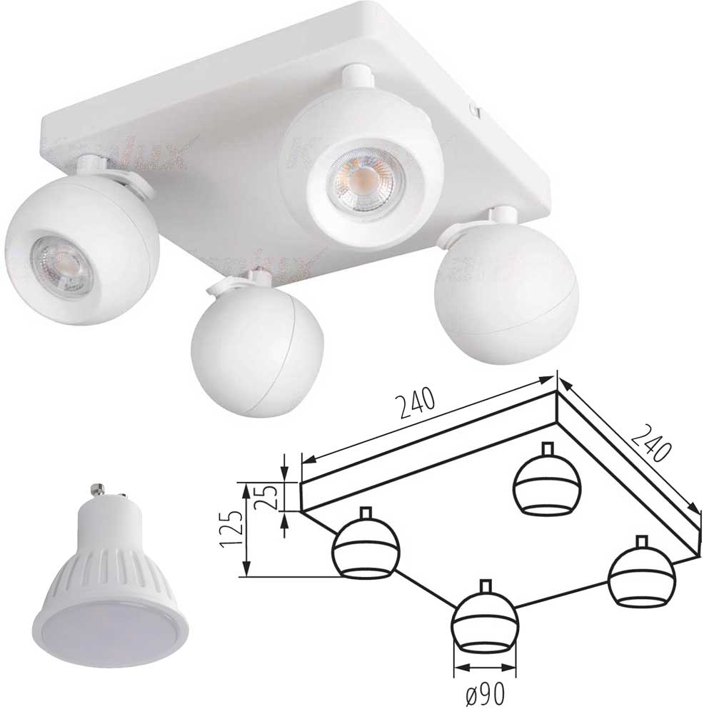Kanlux GALOBA Modern Ceiling Mounted GU10 Light Fitting Adjustable Spotlight