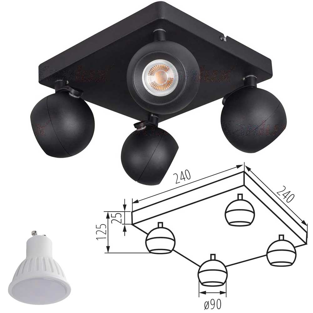 Kanlux GALOBA Modern Ceiling Mounted GU10 Light Fitting Adjustable Spotlight
