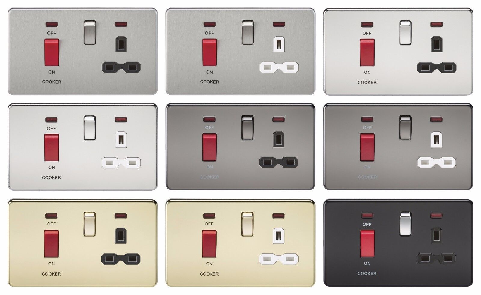 Knightsbridge Screwless 45A DP Switch and 13A Switched Socket with Neons