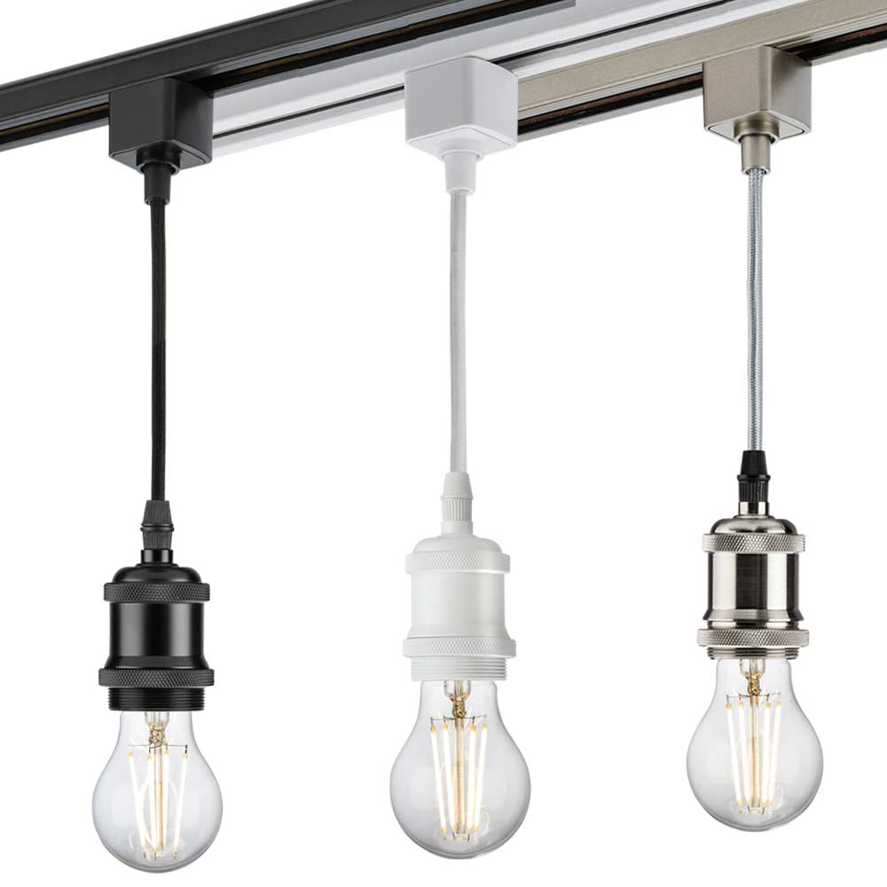 Knightsbridge 230V 1.8M E27 Vintage Track Pendant