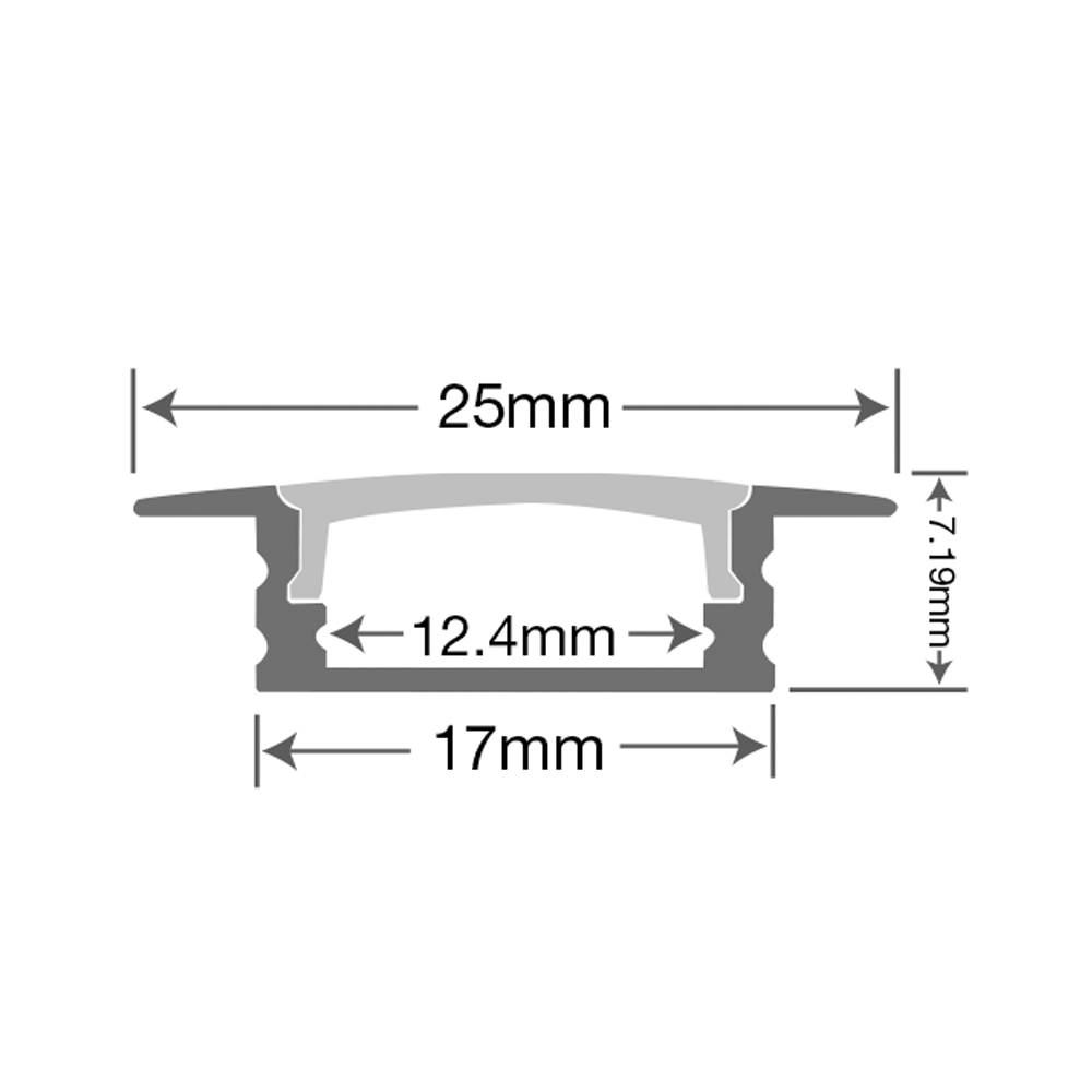 Aluminium LED Recessed Profile 1M Recessed LED Strip Tape Mounting Kit