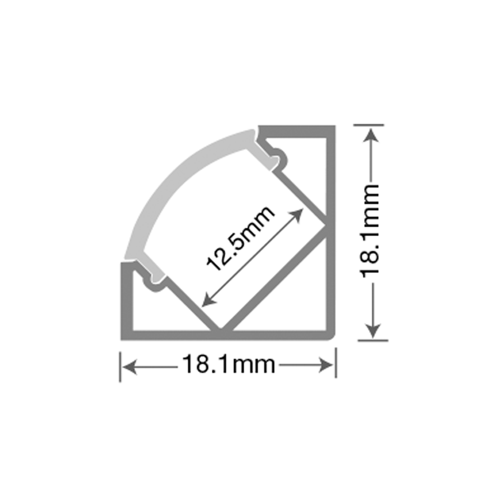 Aluminium LED Corner Profile – LED Strip Tape Corner Mounted Profile 1M