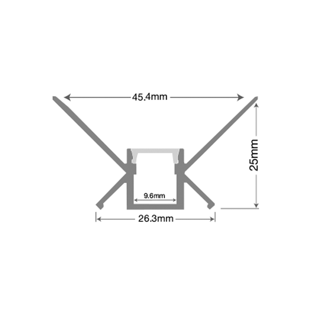 Aluminium Internal Corner Plaster-In LED Profile 2.5M LED Strip Tape Mounting Kit