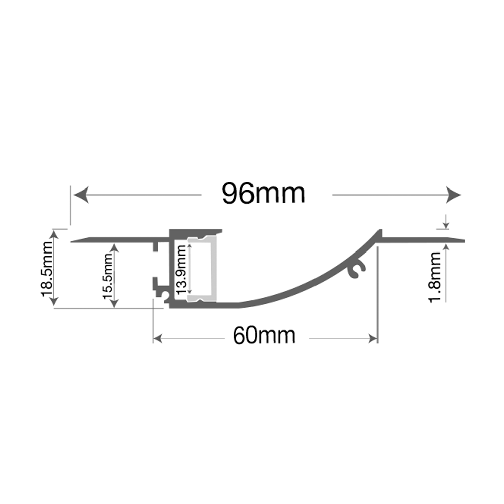 Plaster In Wall Washer LED Aluminium Profile 2.5M Wall flanged LED Strip Tape Mounting Kit