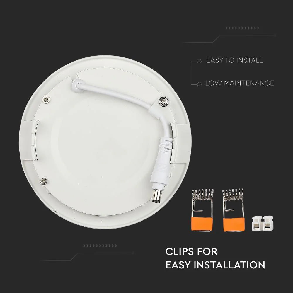 V-TAC VT-307 3W Round Recessed Slim LED Ceiling Panel Light - 6400K Daylight White