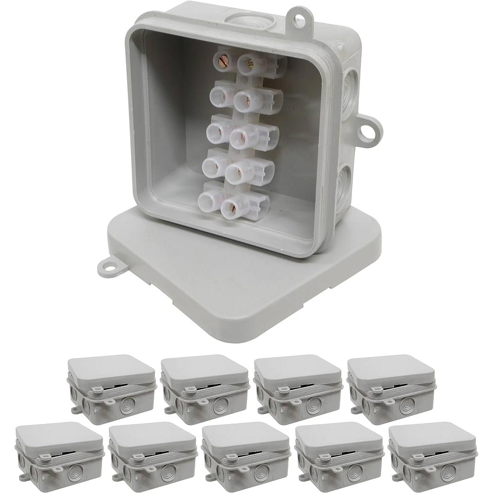 ESR JBC2 65mm x 65mm x 30mm IP44 Electrical Wiring Junction Box Waterproof Enclosure 15amp Terminal Connector Outdoor (Used with Floodlight Installation)