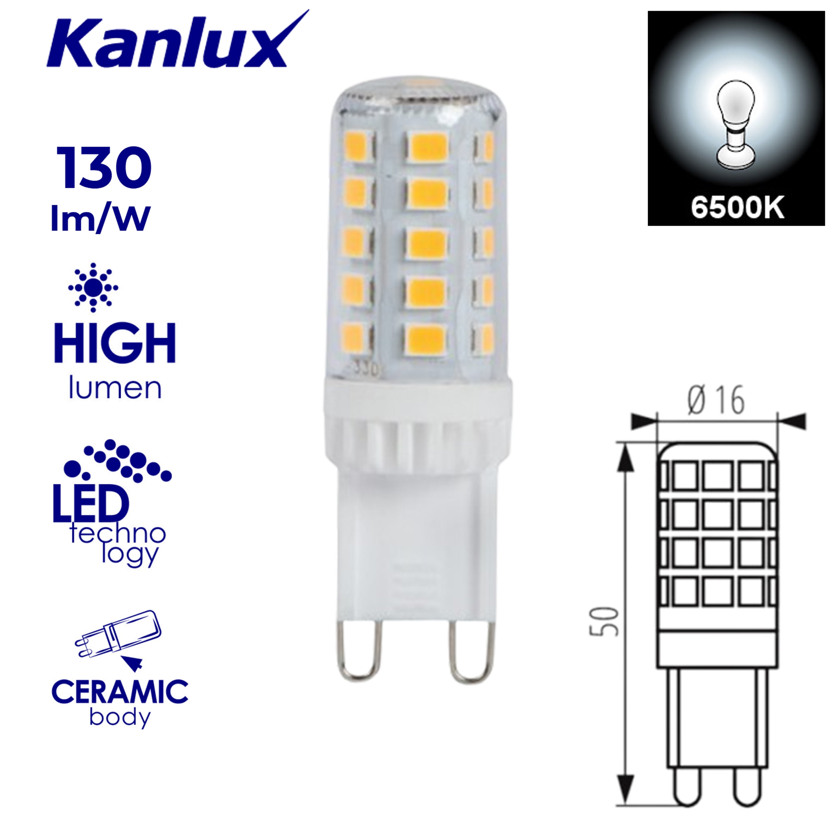 Kanlux 4W Low Energy Glass LED COB G9 Replace Halogen Light Bulb