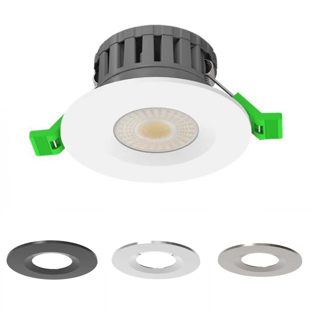 V-TAC VT-DL0508 4-in-1 CCT Dual Wattage Fire Rated Round LED Dimmable Downlight – IP65 Rated