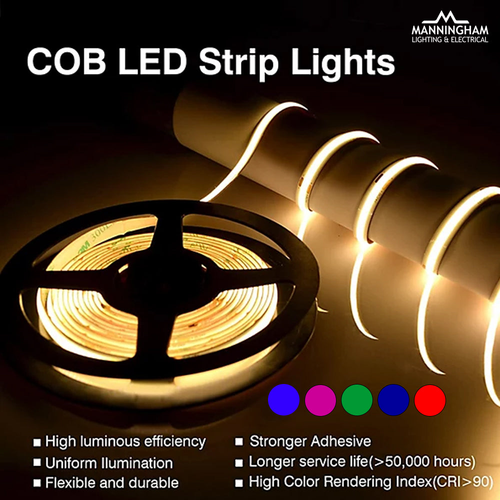 Manningham 25M COB LED Strip Light - High Lumen Multi Colour Flexible Lighting for Indoor Space