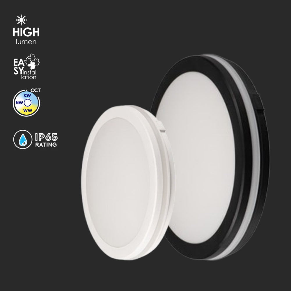 Kanlux BENO ECO IP65 Waterproof CCT LED Round Bulkhead Ceiling & Wall Mounted Light 12-40W - Outdoor & Indoor Mounting