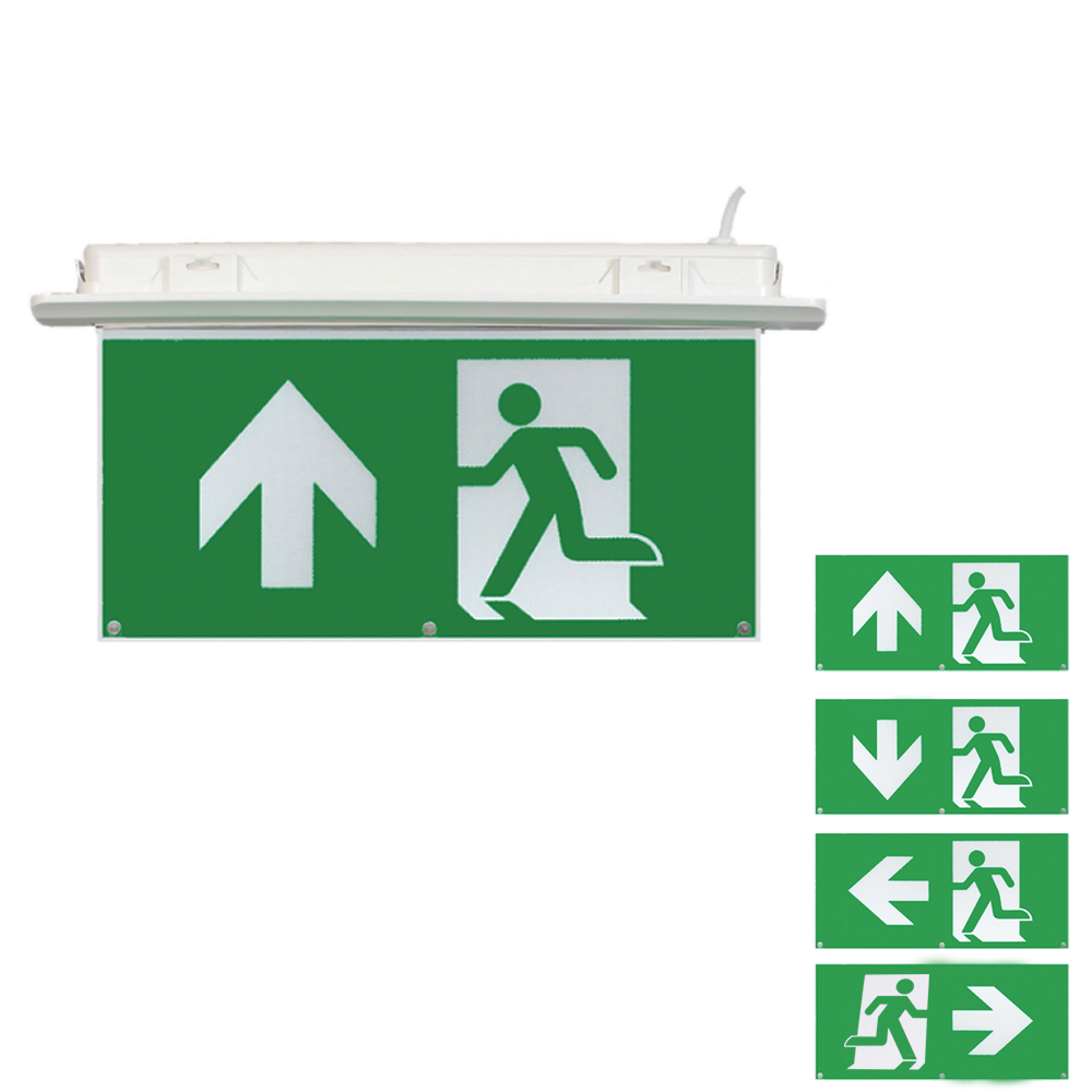 LED Emergency Lighting Exit Sign Bulkhead Maintained Non-Maintained Twinspot