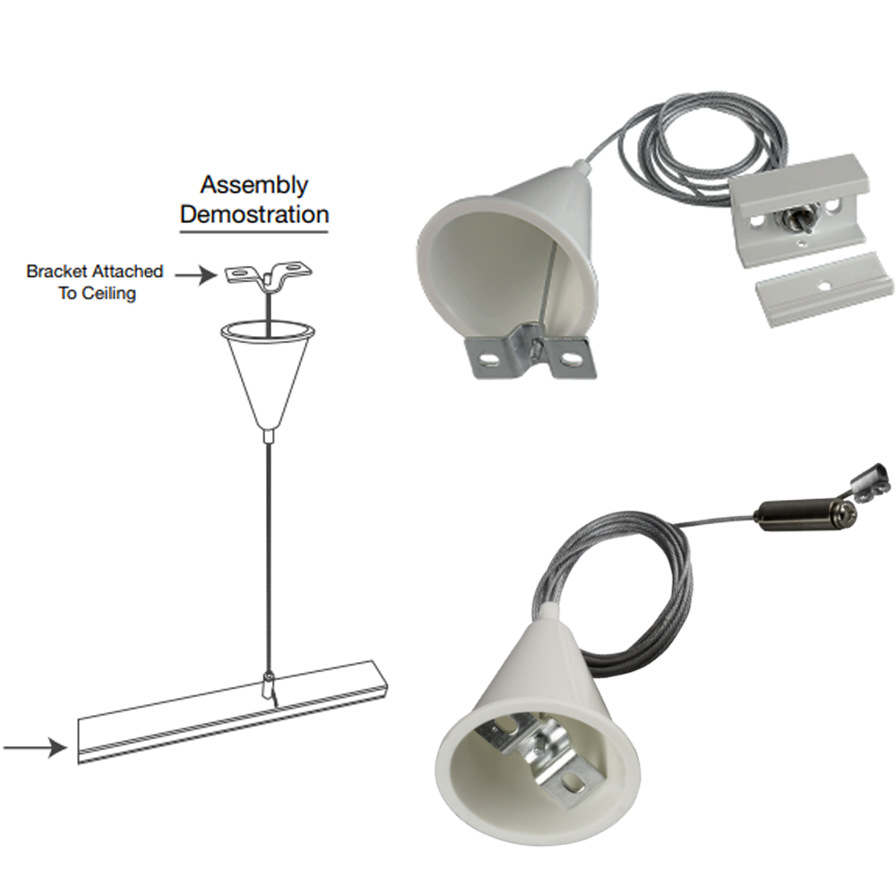 LED Track Lighting Suspension Kit Single Circuit, 3 Circuit 5M Adjustable