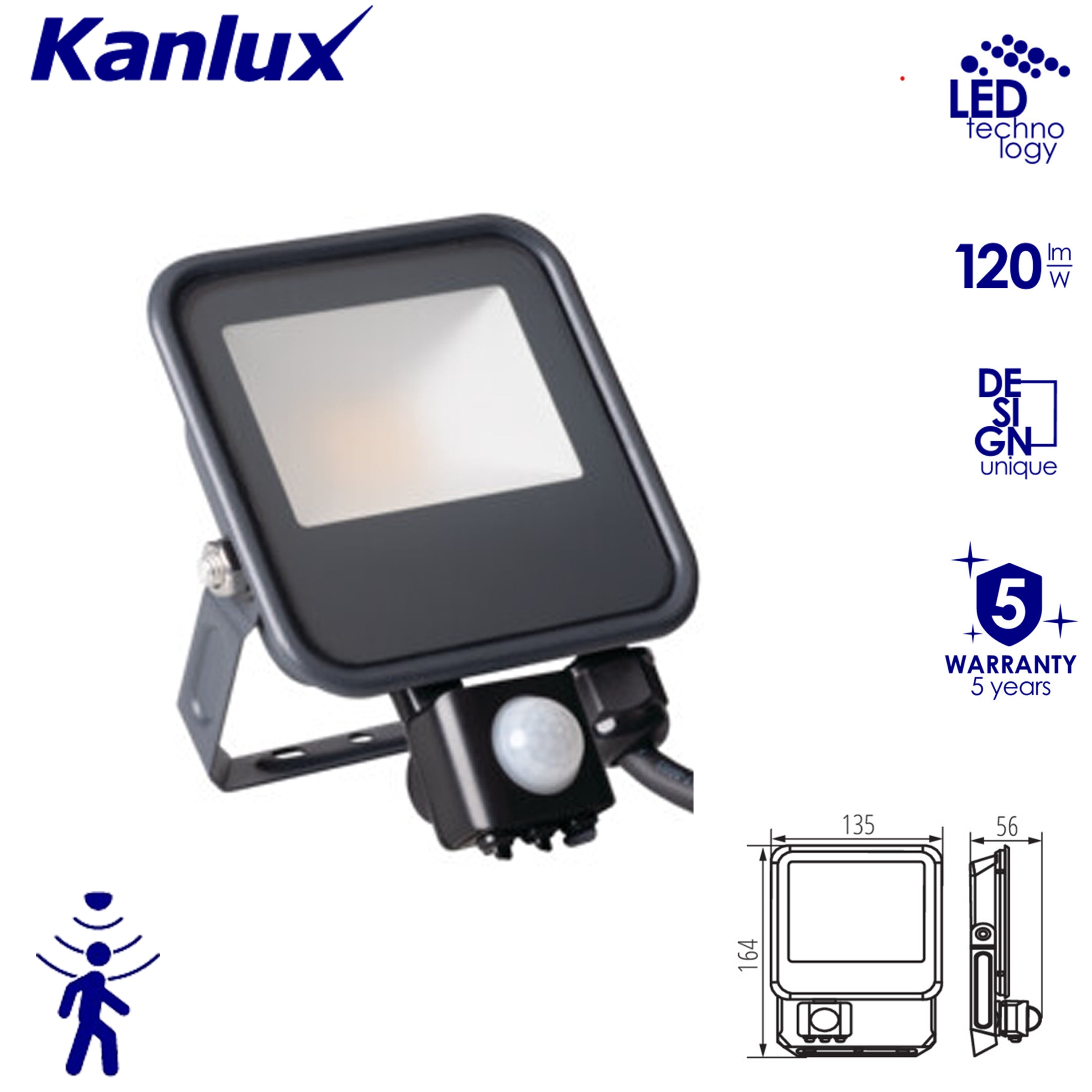 Kanlux IQ-FL Outdoor Garden IP44 PIR Motion Sensor Flood Light