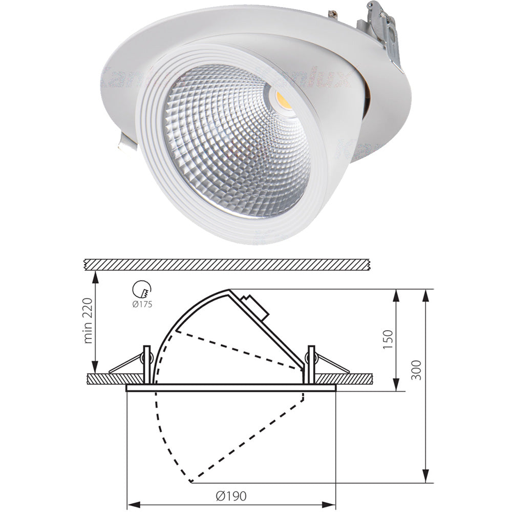Kanlux HIMA LED Directional Adjustable Scoop Light Recessed Display Commercial Ceiling