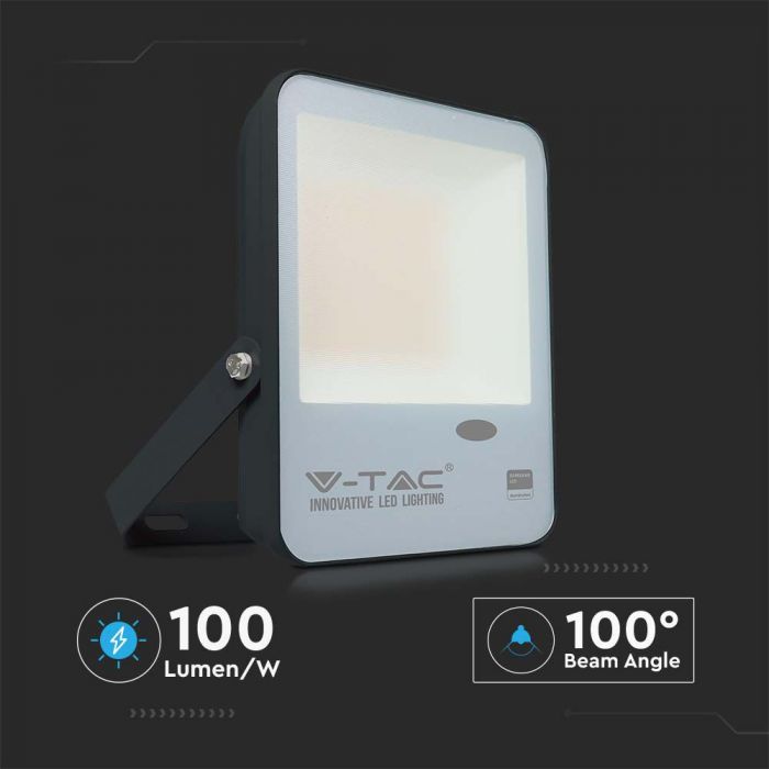 V-TAC VT-37 30W LED Floodlight with Photocell Sensor – Samsung Chip 6500K IP65 Black