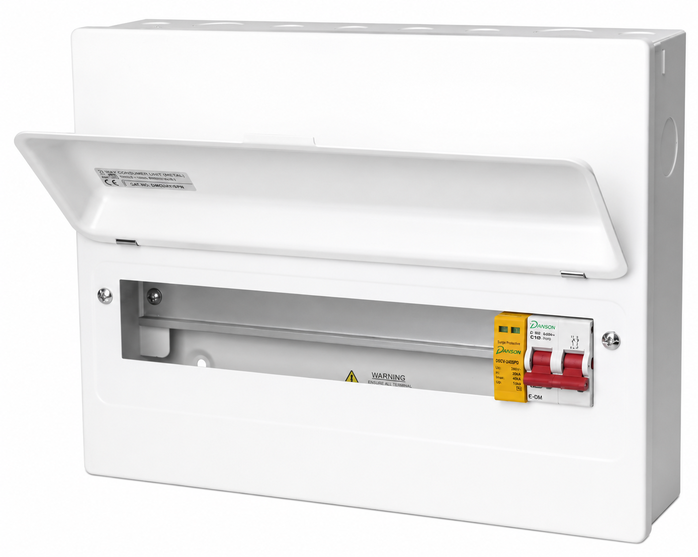 13 Way Metal Consumer Unit with T2 SPD & 100A Main Switch Single Phase E-MM164/SPD1