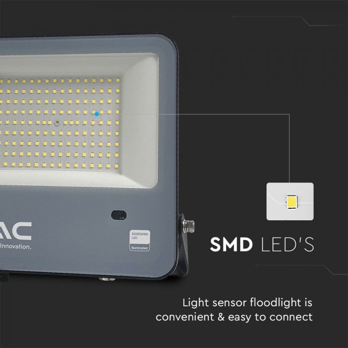 V-TAC 100W LED Floodlight VT-44103 – Samsung Chip, Photocell Sensor, IP65 6500K Black
