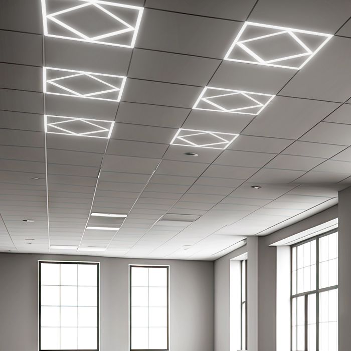 Manningham Lighting 600x600 LED Diamond Lattice Edge Lit Frame Ceiling Recessed Panel Light