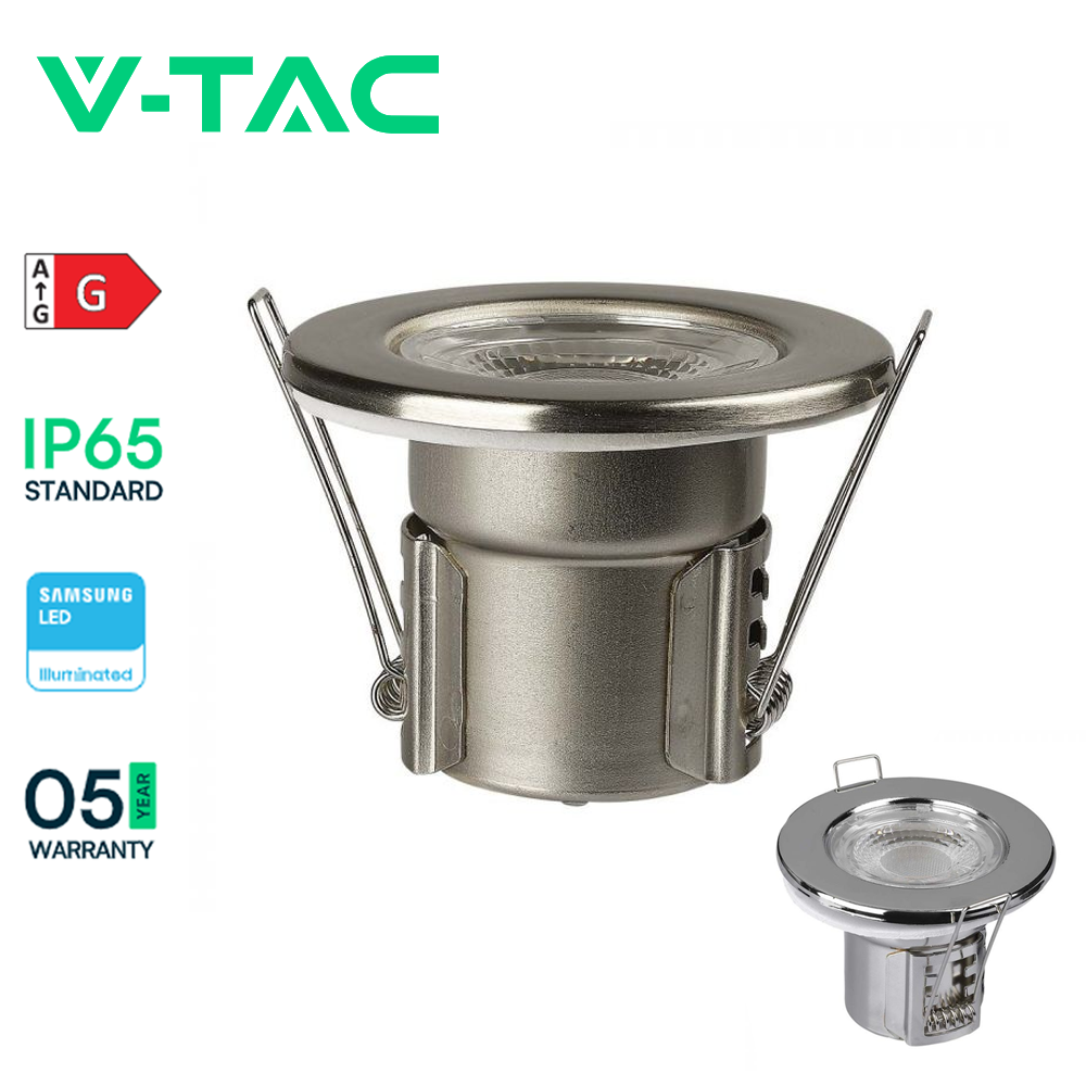 V-TAC VT-885 5W Fire-Rated Spotlight Fitting Samsung Chip 6400K Dimmable IP65