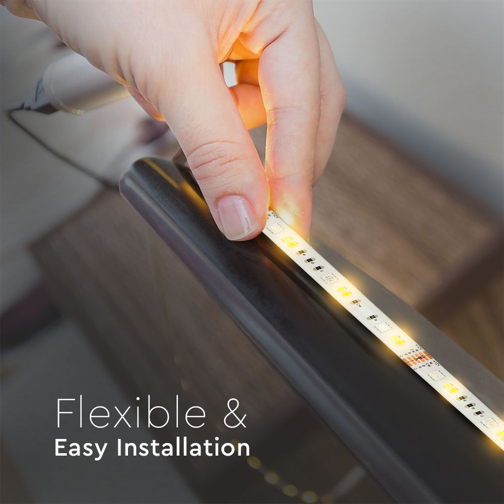 V-TAC VT-5050 RGB + CCT 3-in-1 LED Strip Light Kit 5M WiFi Smart App Control Compatible with Alexa & Google Assistant Dimmable IP65 Waterproof Plug & Play